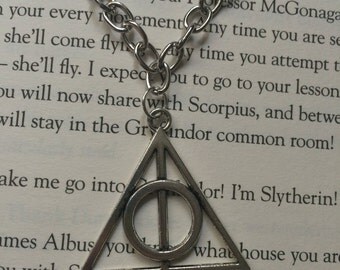 Deathly Hallows Symbol Necklace SILVER in Black Velvet display