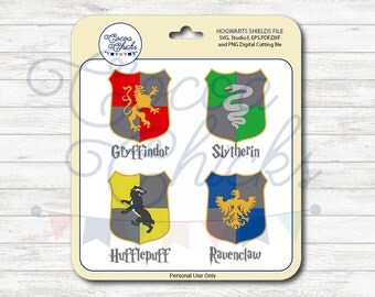 Harry Potter / Griffyndor, Slytherin, Hufflepuff, Ravenclaw shield / SVG Cutting Files / svg, dxf, studio3, eps, pdf, png / Digital file /