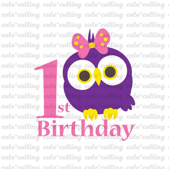 Download First Birthday svg owl svg dxf jpeg cutting files for