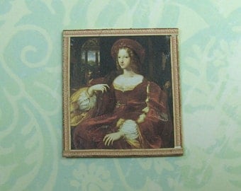 Dollhouse Miniature Framed Renaissance Lady Art Print