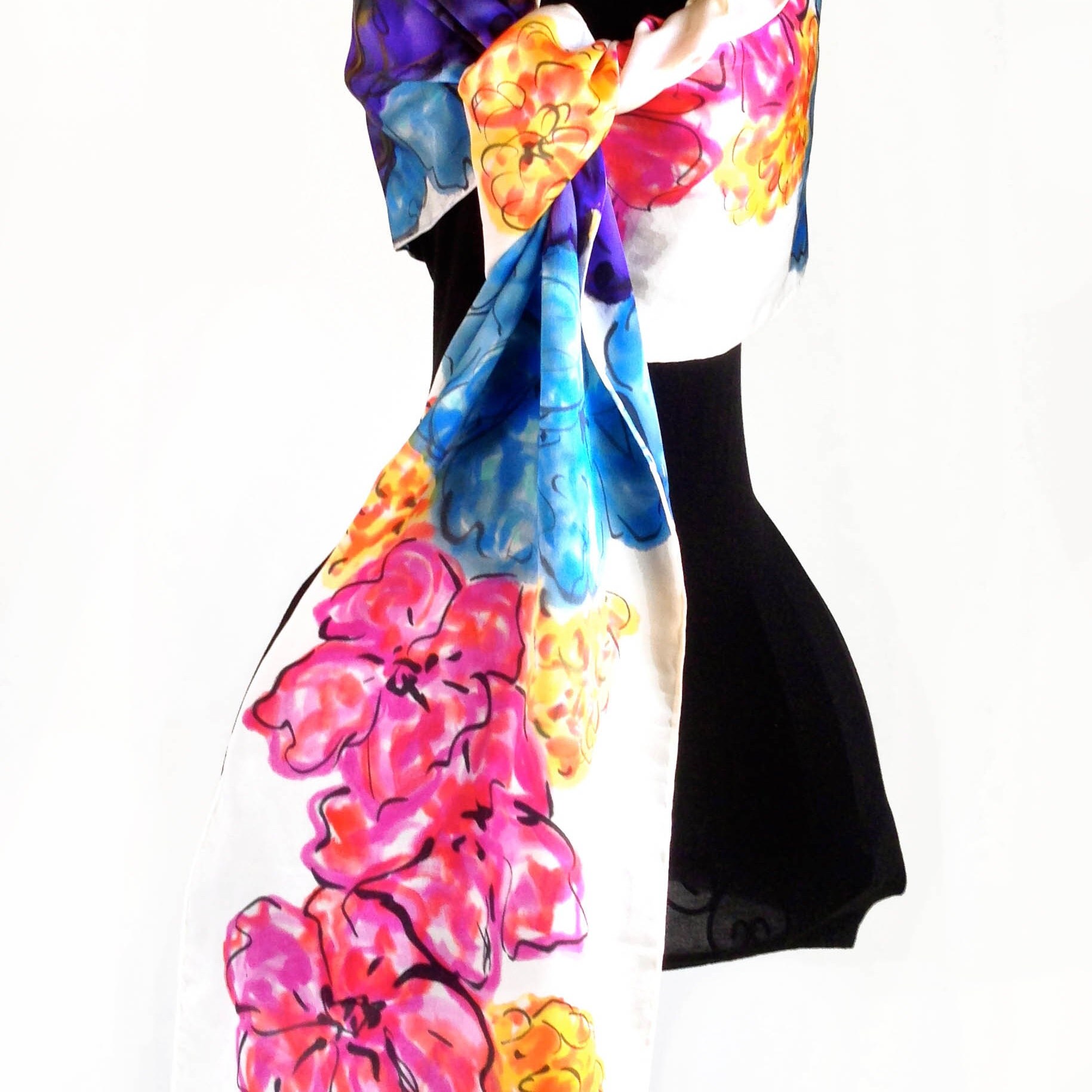 Silk Scarves Hand Painted and Dyed by PKFairadaySilks on Etsy