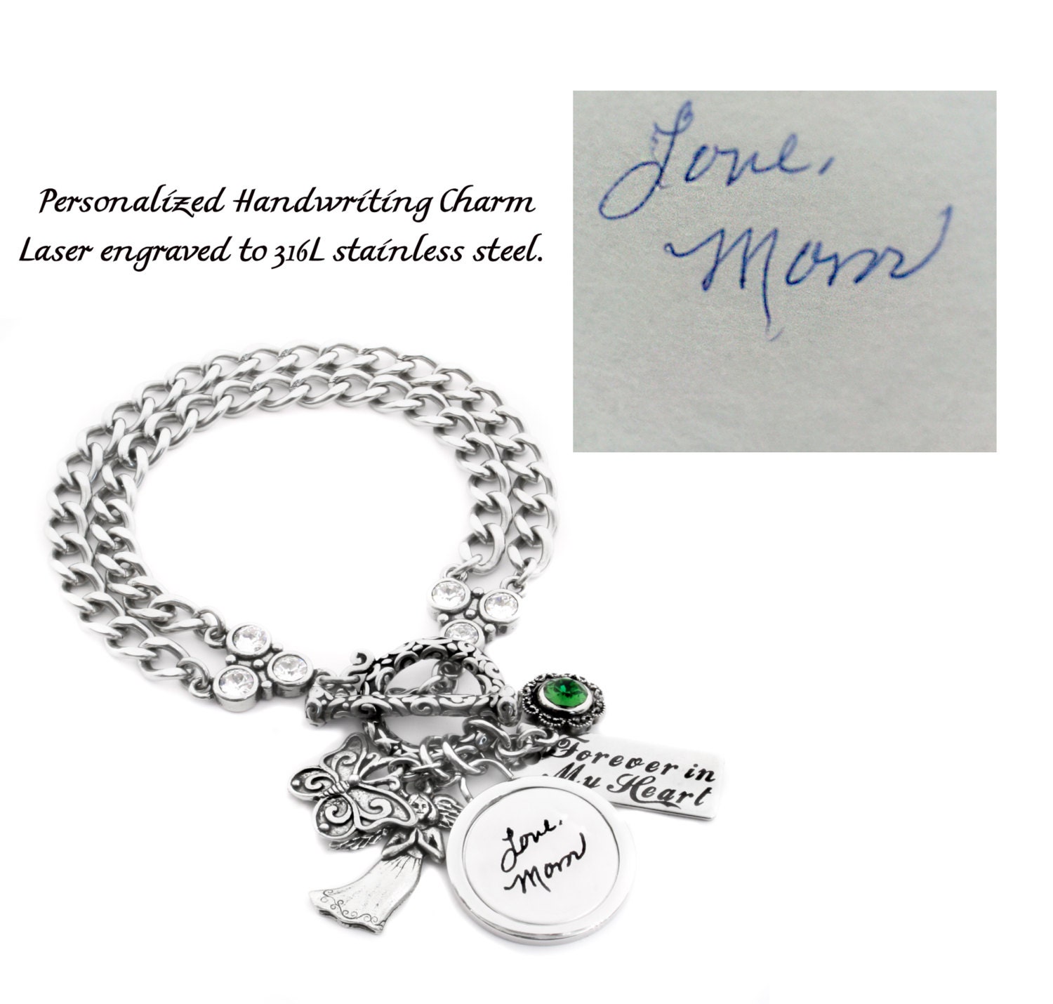 handwriting bracelet personal Engraved stainless Bracelet in in choice Signature with steel