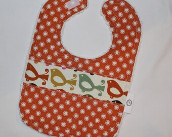 Lovely Birdies and Dots Chenille Bib - SALE