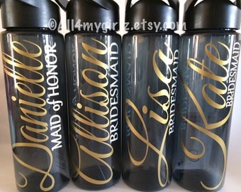 One Personalized Water Bottle 24 oz BPA-FREE Shatter Resistant weddings Bridesmaid