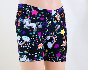 Neon Rainbow Unicorns Hearts Stars Booty Shorts Children Sizes- MTCoffinz