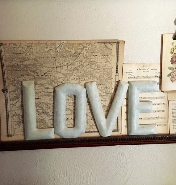 LOVE Letters Alphabet Valentine Wall Word Art Ivory White