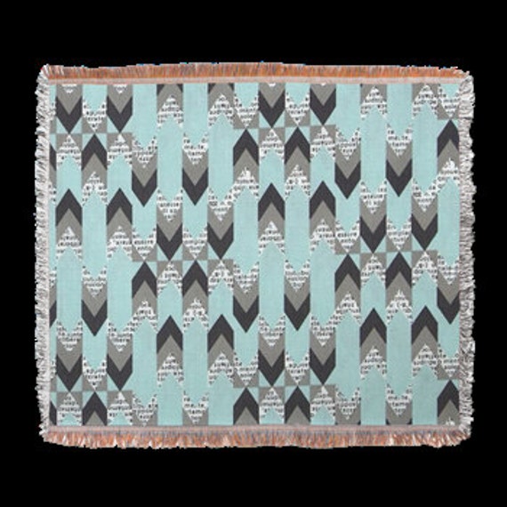 Light Blue and Gray Modern Geometric Throw or Tapestry