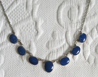 Vintage Sterling lapis lazuli necklace . lapis lazuli . lapis necklace . minimalistic lapis necklace