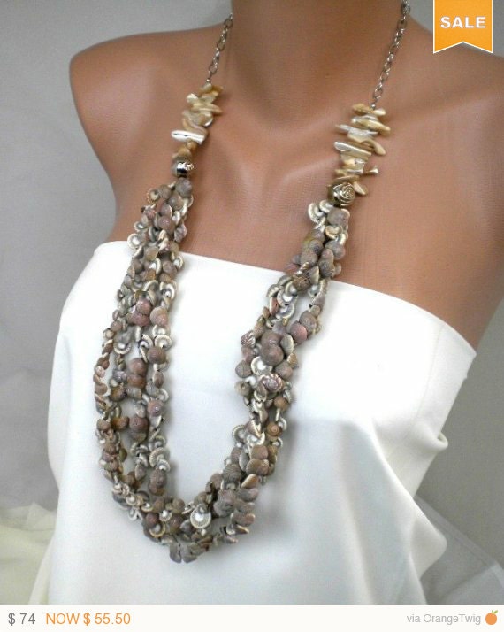 Sale Handmade sea shell necklace by HMbySemraAscioglu on Etsy