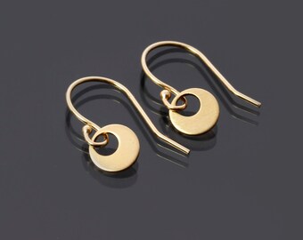 Dainty 14K Gold Earrings, tiny gold circle earrings, simple gold earrings, 14k gold jewelry, minimalist jewelry, minimalist earrings