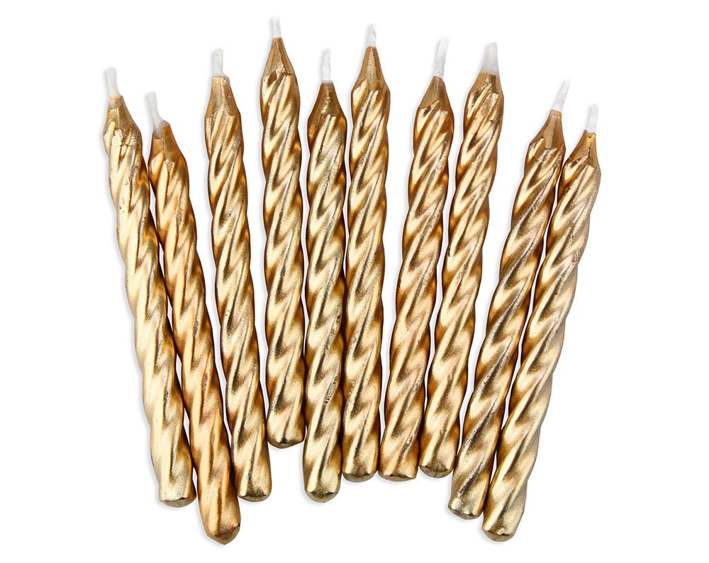 Gold Twist Birthday Candles 10 metallic golden birthday cake