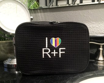 Rodan & Fields Waffle Cosmetic Bag -Embroidered R + F