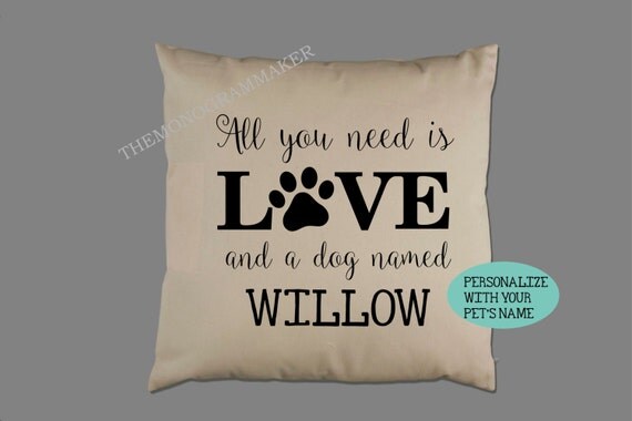 Pet Themed Customizable Throw Pillow for Dog or Cat