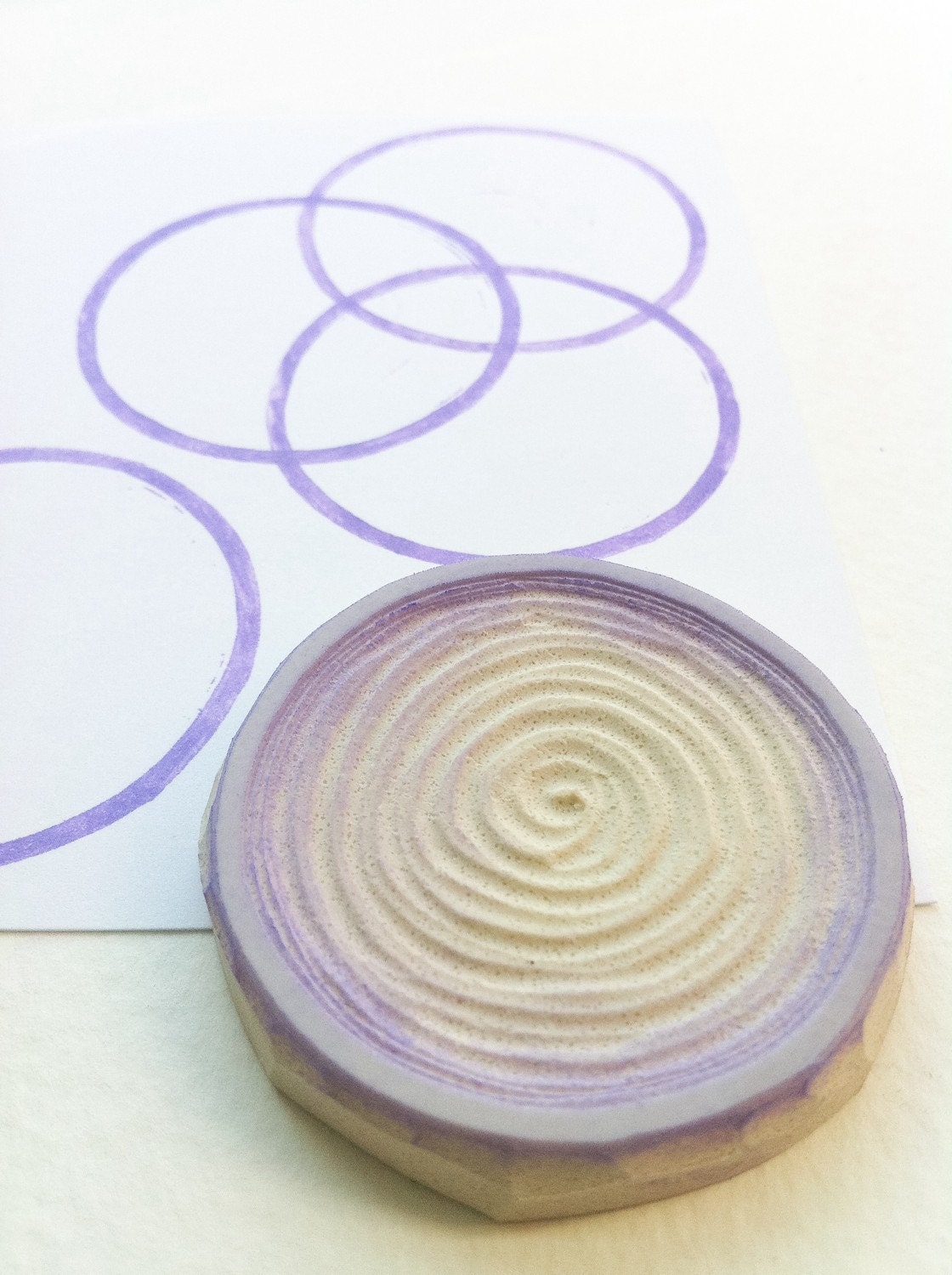 circle hand carved rubber stamp handmade circle stamp