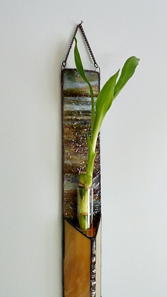 Stained Glass Panel Lucky Bamboo Wall Plant Hanger By Miloglass 1694