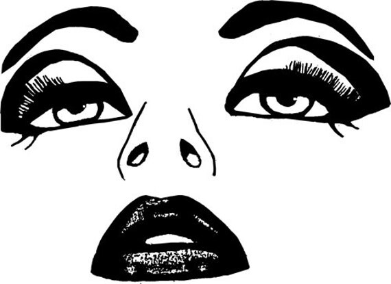 womans eyes lips face clipart PNG clip art SVG Digital Image