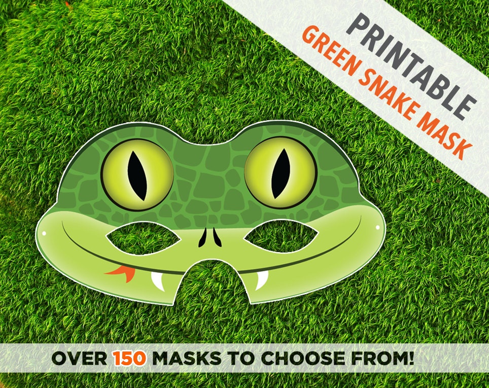 Green Snake Mask Printable Mask Halloween Mask by theRasilisk
