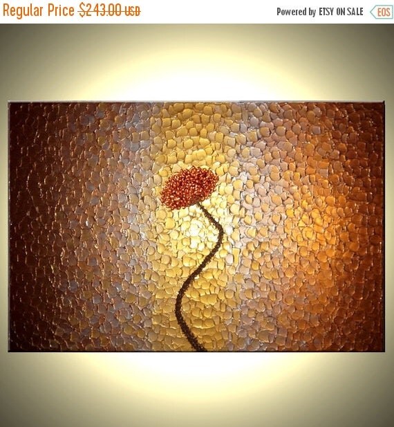 Palette Knife Impasto Original Red FLOWERS Metallic by Laffertyart