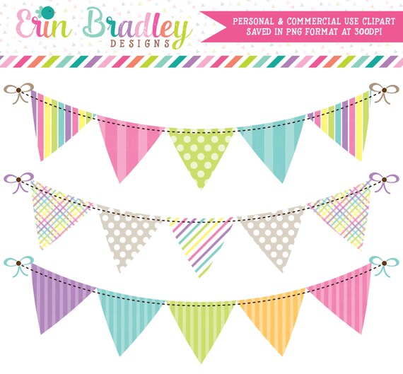 Springtime Bunting Banner Flag Clipart Clip Art Set Personal & Commercial Use Il_570xn