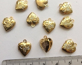 Small Heart Locket floral shiny lockets 8 Pcs