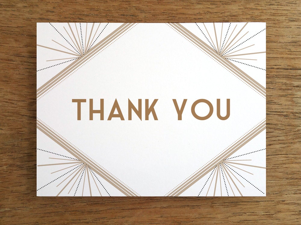Thank You Card Template Deco Art Deco Style Printable