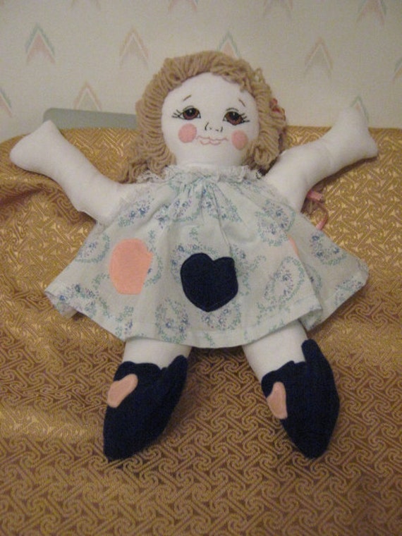 Rag Doll with Hand Embroidered Face