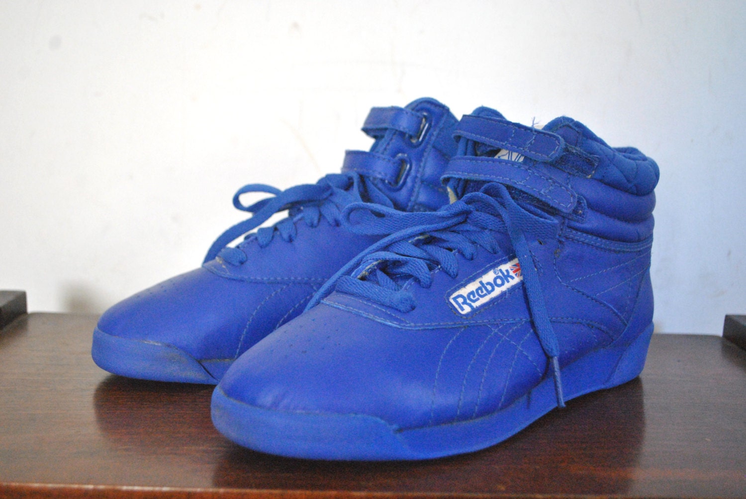 1980s Purple Hi Top REEBOK sneaker tennis shoe / Freestyle