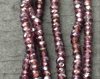 Mystic Garnet Faceted Rondelle Bead Strand (coated)
