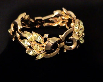Vintage 1952 TRIFARI Philippe “Wisteria” Yellow Jonquil Rhinestone Bracelet