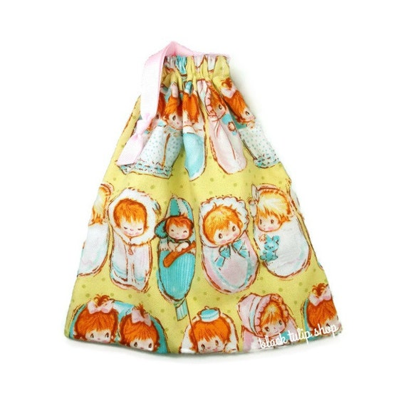 Items similar to SALE Retro Baby Bag Drawstring Pouch Little Girls and