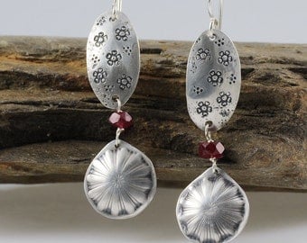 Southwestern Sterling Silver Earrings, Flower Earrings