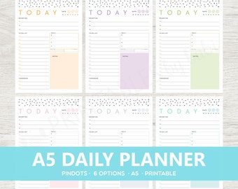 A5 Planner Inserts, Daily Planner Printable, A5 Planner, A5 Notes, Instant Download, A5 Refill, To Do list Filofax, Instant Download PDF