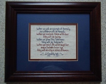When We Set an Example - Inspirational Cross Stitch Picture - Wall Decor