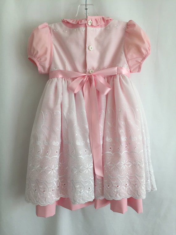Pink And White Eyelet Dress Size 3
