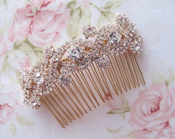 Rose Gold Bridal Hair Comb,Rhinestone Wedding Hair Comb,Bridal Hair Accessories,Wedding Accessories,Decorative Hair Comb #C29