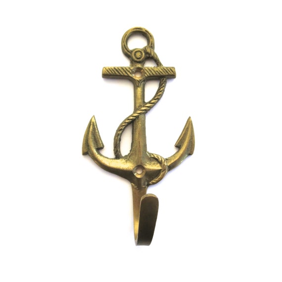 Vintage brass anchor hook Vintage brass hook Anchor hanging