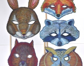 Illustrated Masks Christmas Cards Art Print by vickismithart