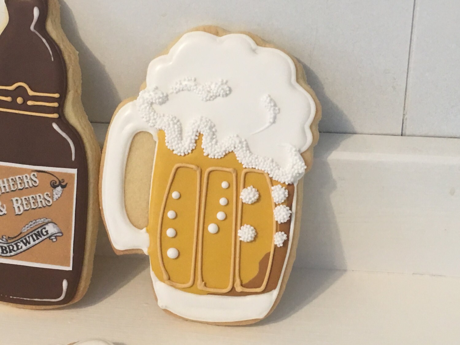 Large Beer Mug Bottle Decorated Cookies 1 Dozen