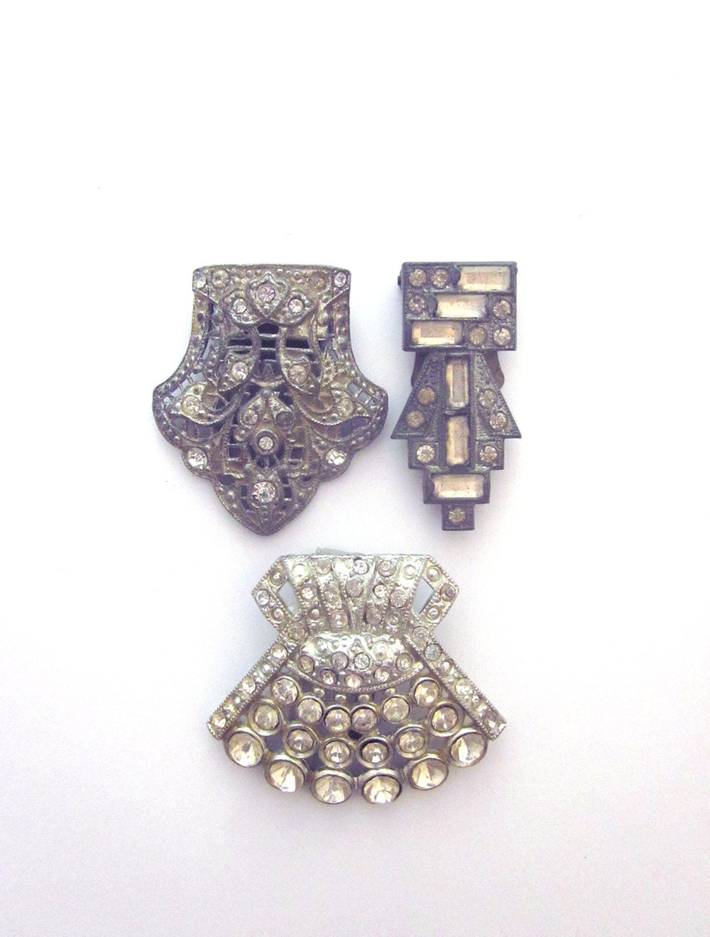 Rhinestone Shoe Clips Vintage Jewelry Lot