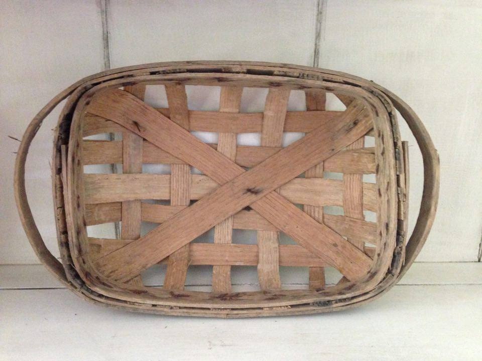 8 x 12 Vintage Authentic Double Handled Tobacco Basket