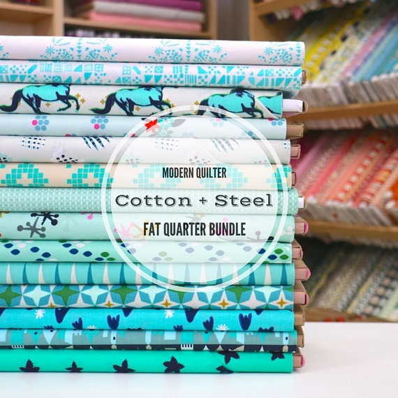 Cotton Steel Stash Fat Quarter Bundle in AQUA 15 prints