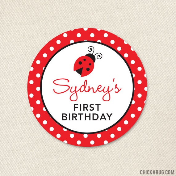 Ladybug Party - Custom Stickers - Sheet of 12 or 24 Il_570xn