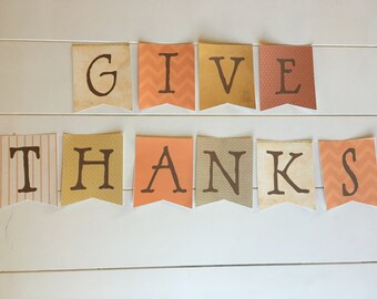 Fall Banner, Give Thanks, Fall Leaves, Printable Banner, Printable Fall Banner, Give Thanks Banner