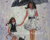 Rain Girls Art Print, mother and daughter paintings, rain paintings, umbrellas, mom and daughter, little girl, wall art, Vickie Wade Art Rain Girls Art Print, mother and daughter paintings, rain paintings, umbrellas, mom and daughter, little girl, wall art, Vickie Wade Art