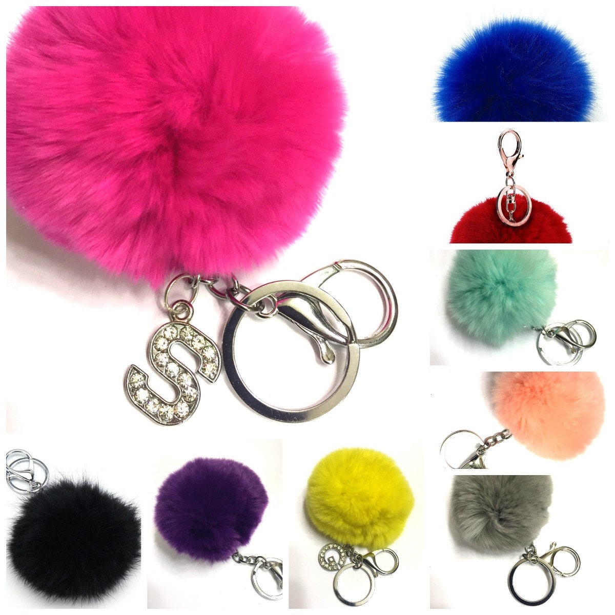 pom charm red fur pom Keychains Pom Keychain Pom Fur by Pom Pom Fur Faux