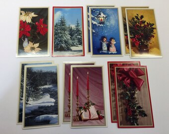 12 vintage glossy, picture Christmas cards - NEW - not written on - 1970s