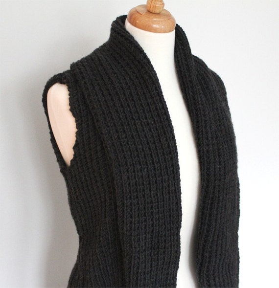 vest Knitting PATTERN Chunky Wide Collar Vest PDF knitting