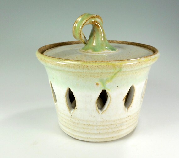 Garlic keeper jar with lid pottery kitchen canister garlic
