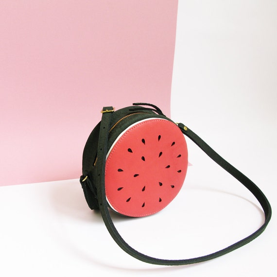 Leather bag, Watermelon bag, melon, festival bag, cross body, La Lisette, fruit bag, summer bag, melon bag