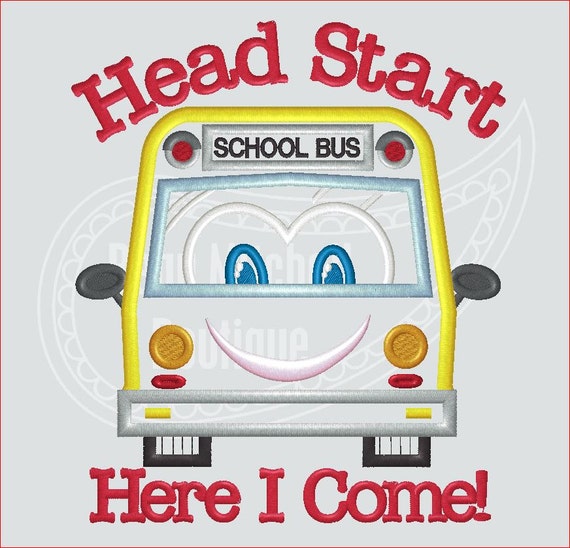 Head start here I come with a school bus applique